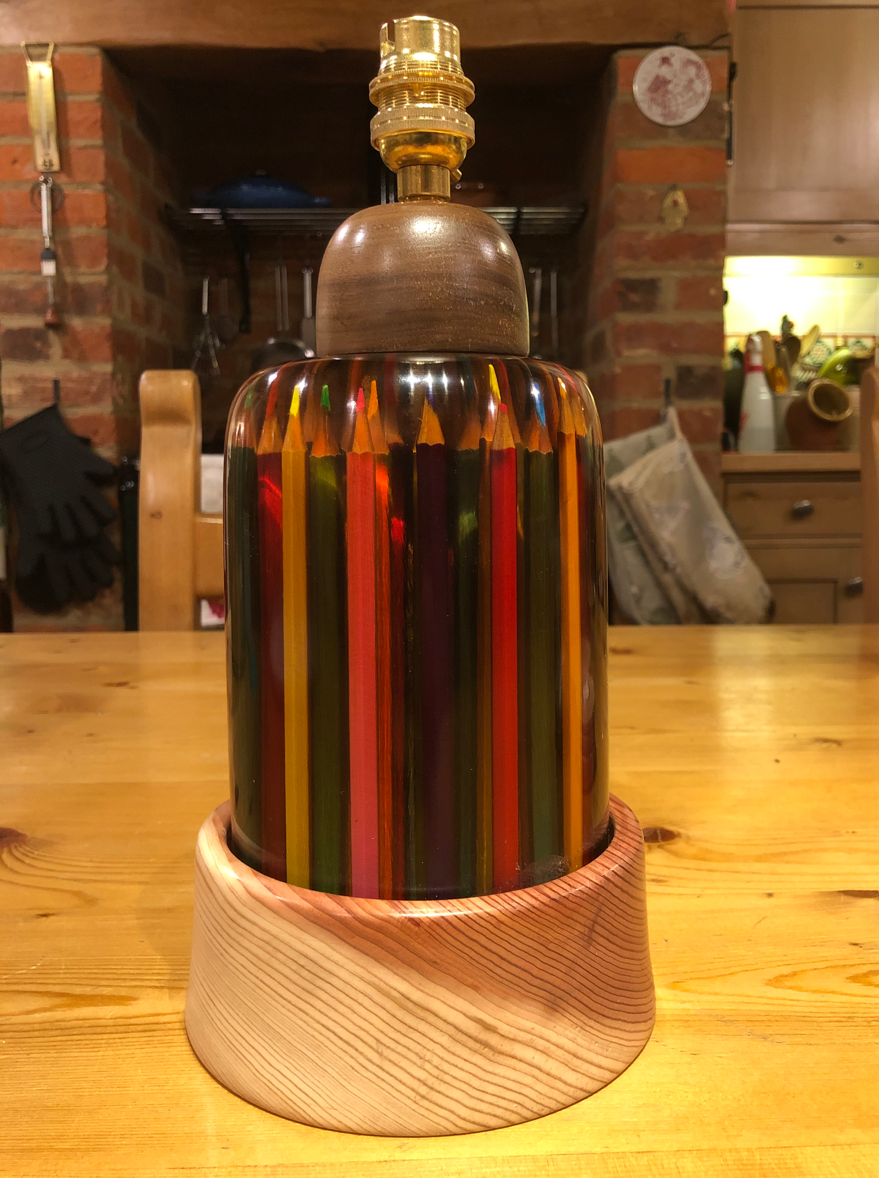 Table Lamp made from resin and coloured pencils