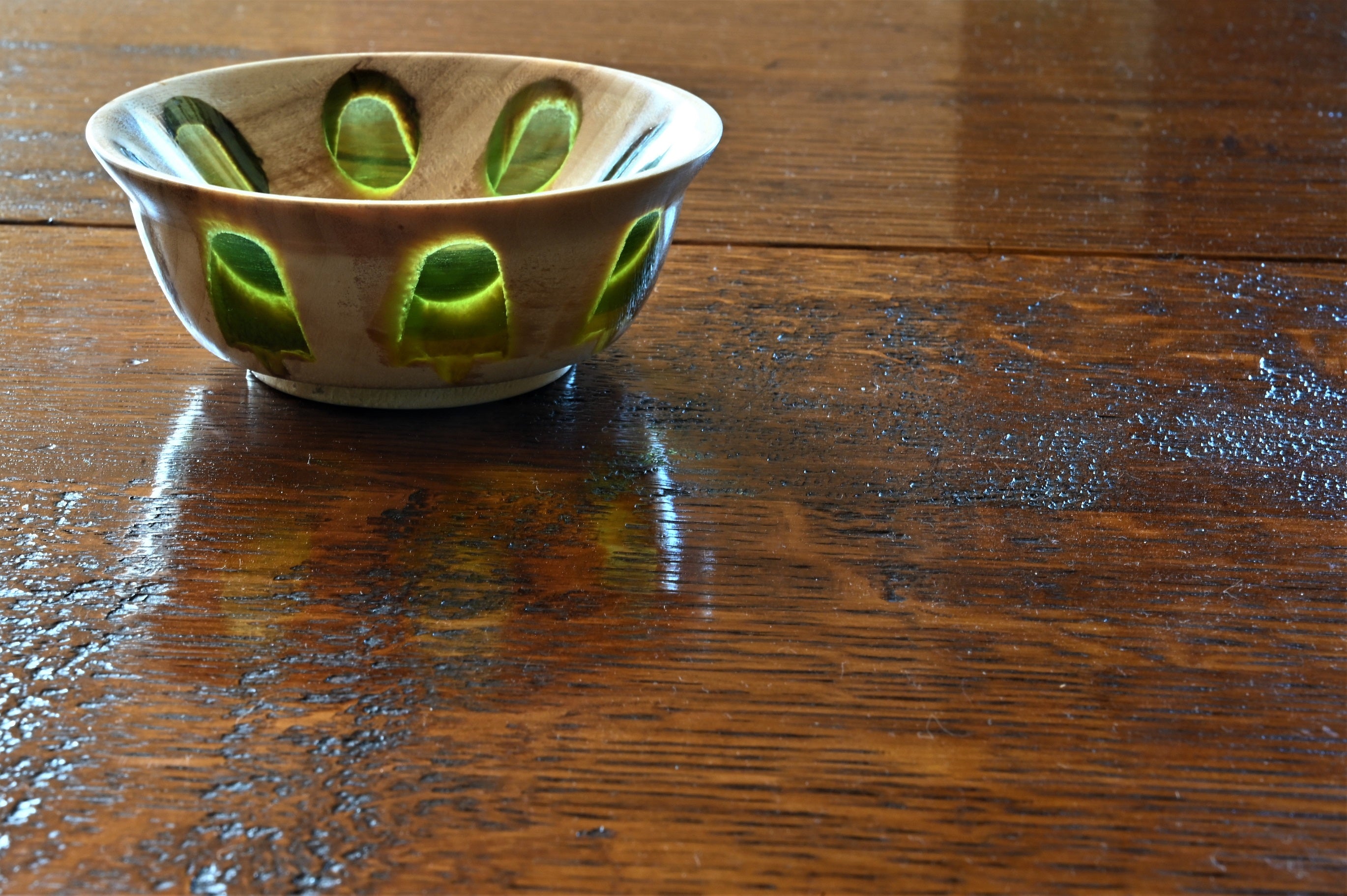 Sycamore with Green Resin Bowl - SOLD