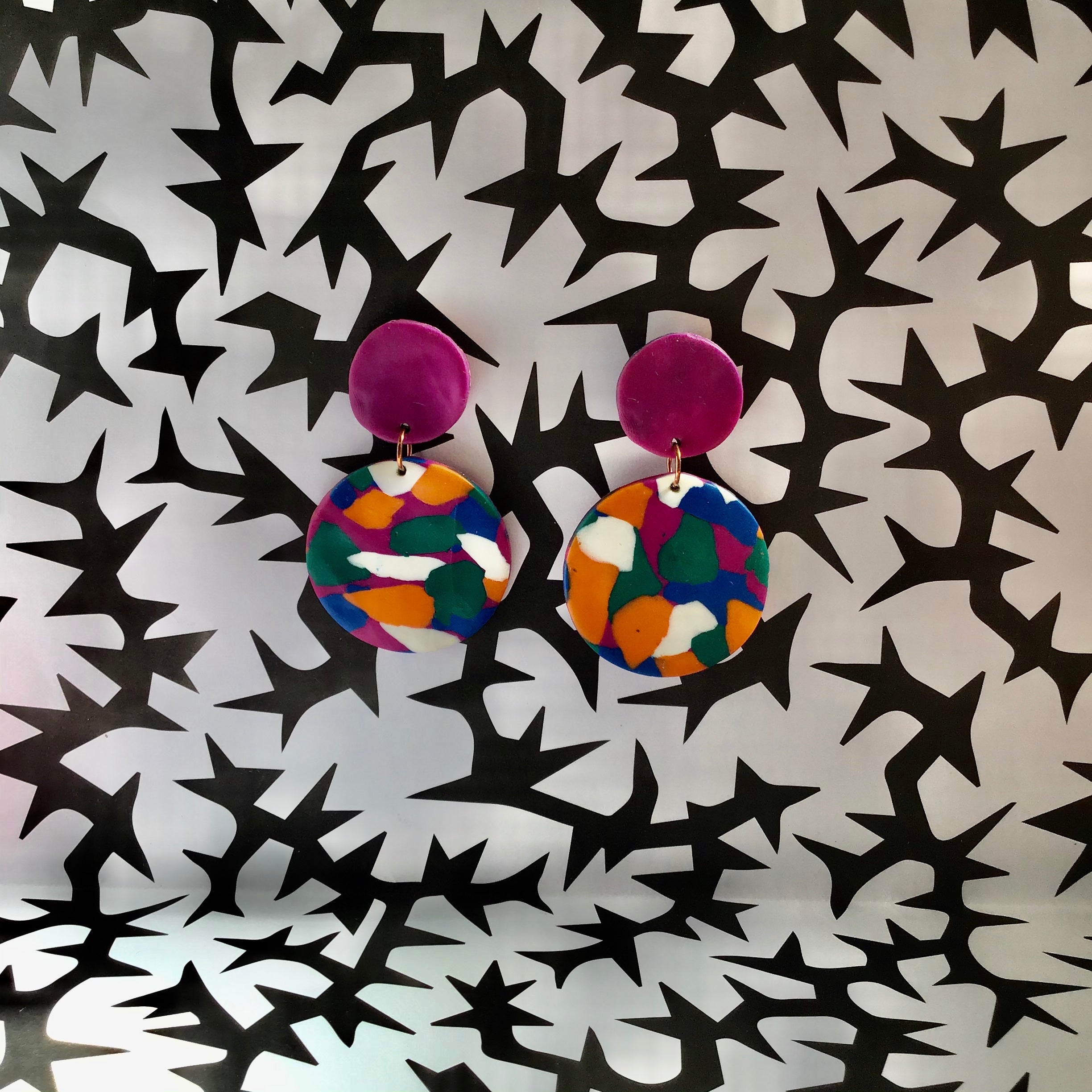 Medium Purple Multi-Coloured Earrings