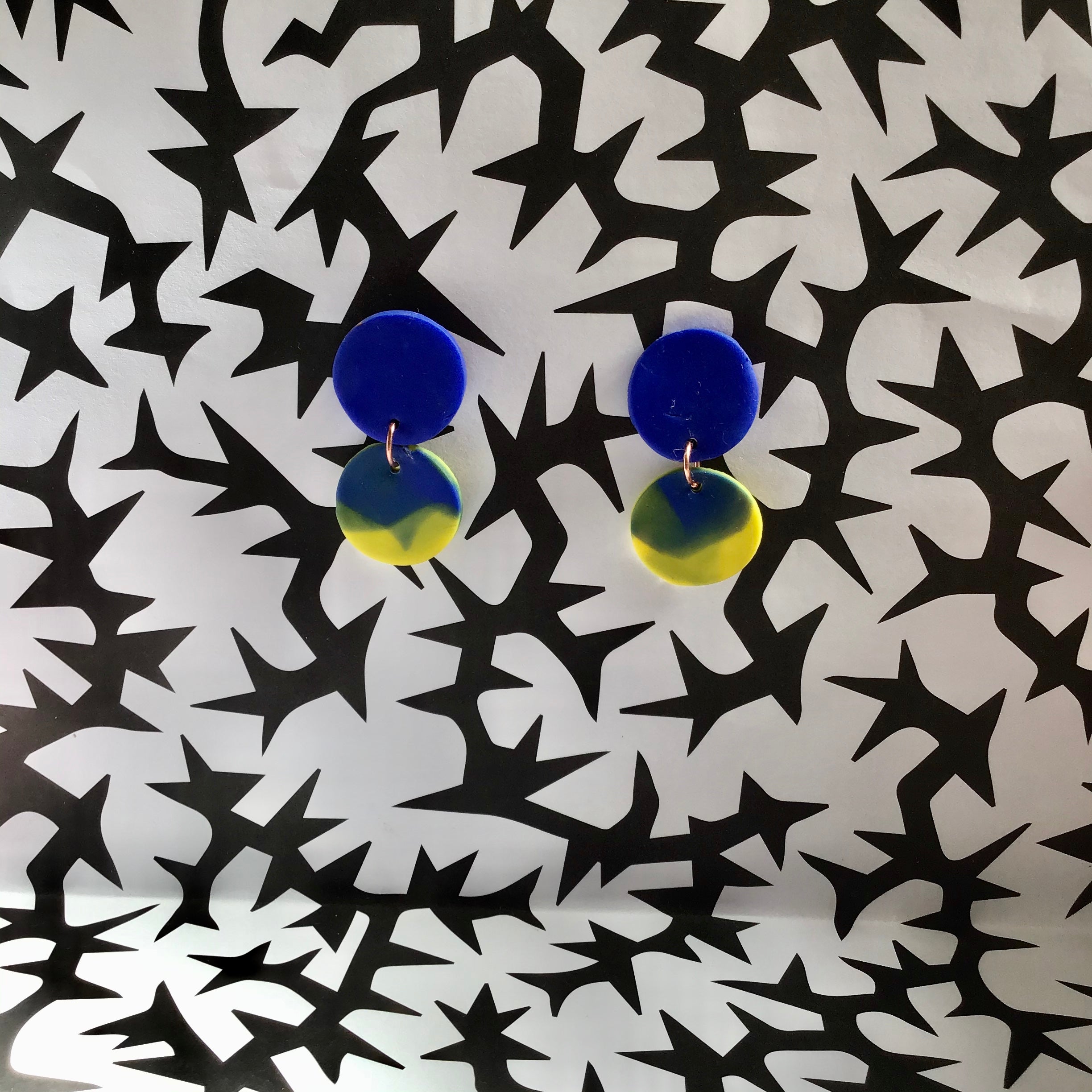 Small Blue and Yellow Earrings