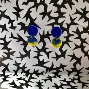 Small Blue and Yellow Earrings