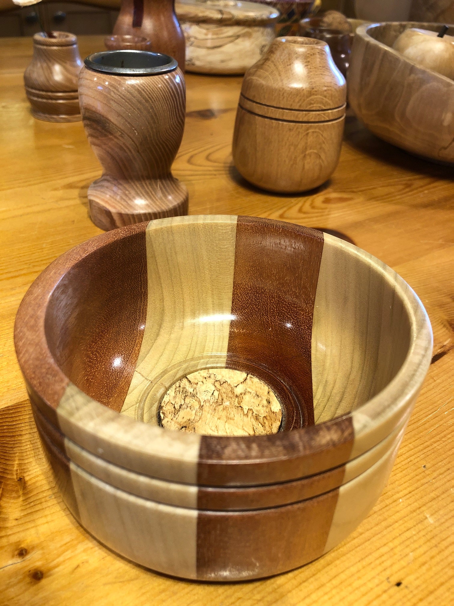 Sycamore and Walnut Bowl - with inlay.