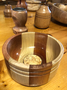 Sycamore and Walnut Bowl - with inlay.